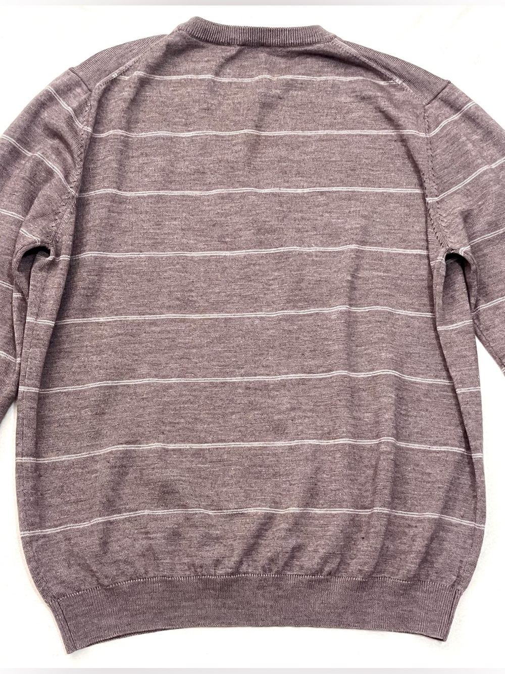 Saks Fifth Avenue Light Brown Striped Crewneck Wool Blend Sweater Women’s XL - Picture 16 of 16
